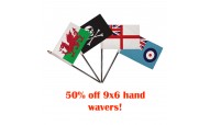 clearance 9x6 hand flags- 50% off