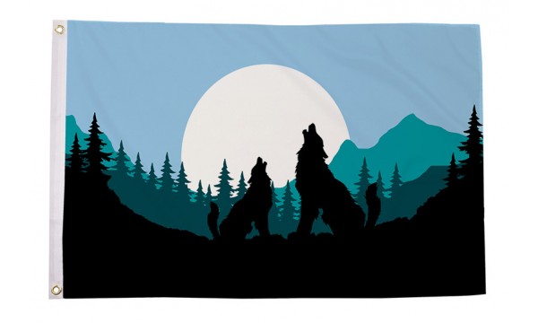 Wolf Silhouette Flag