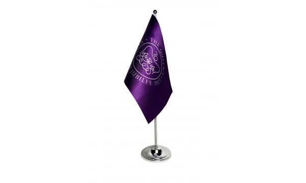 Queen’s Platinum Jubilee 70th Anniversary- Purple satin table flag