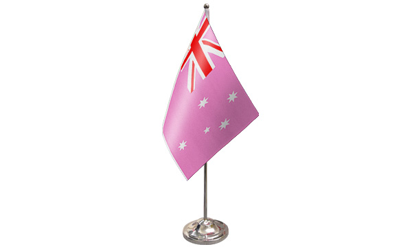 Australia Pink Satin Table Flag