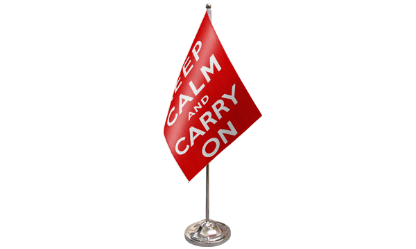 Keep Calm And Carry On (Red) Satin Table Flag