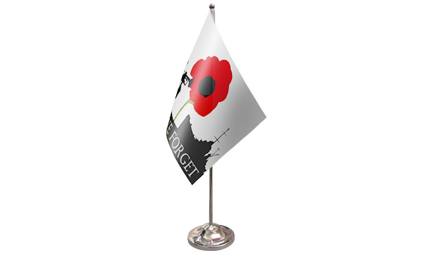 Lest We Forget (Navy) Satin Table Flag