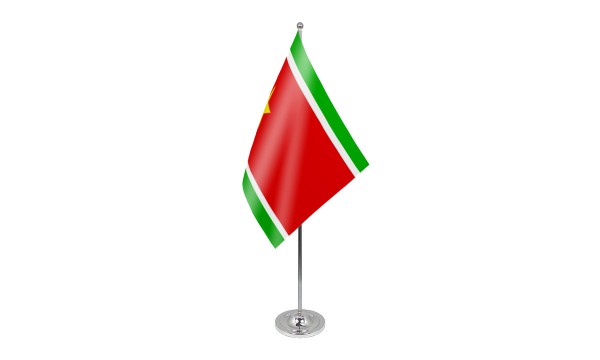 Guadeloupe (Red, Green) Satin Table Flag