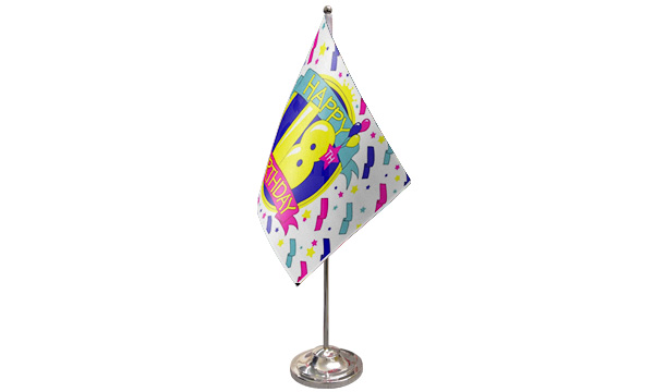 Happy 18th Birthday Satin Table Flag