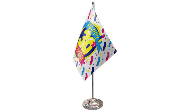 Happy 30th Birthday Satin Table Flag