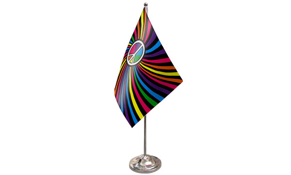 Rainbow Swirl Satin Table Flag