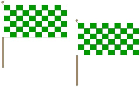 Green and White Check Extra Large Hand Flag