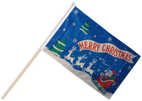 Merry Christmas Blue Hand Flags
