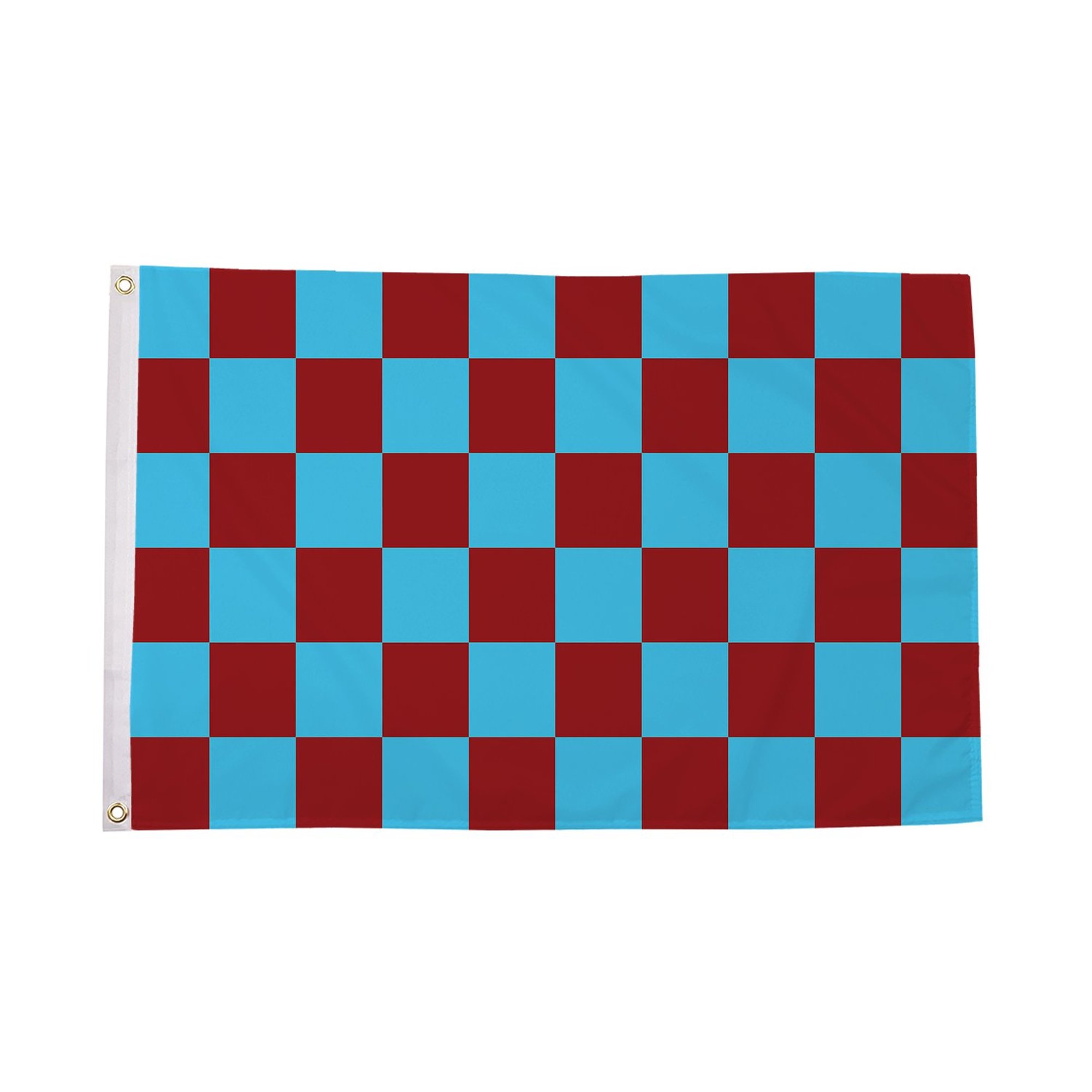 Claret and Sky Blue Check Flag (Sleeved)