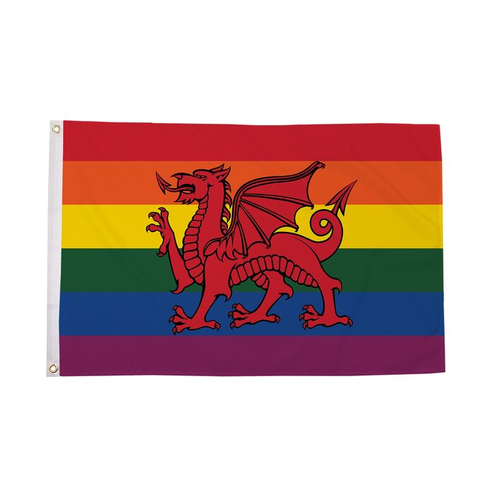 Rainbow Welsh Dragon Flag