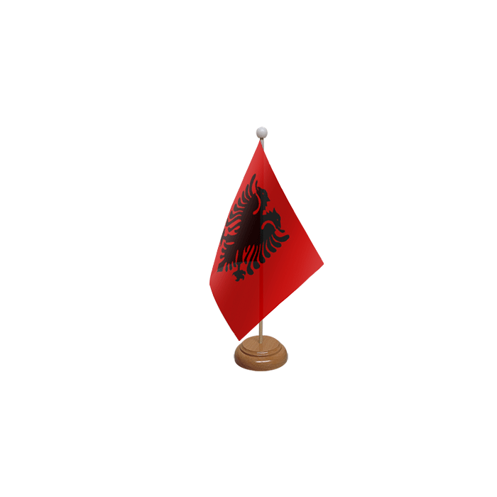 Albania Large Wooden Table Flag – 18x12in (45 x 30 cm)
