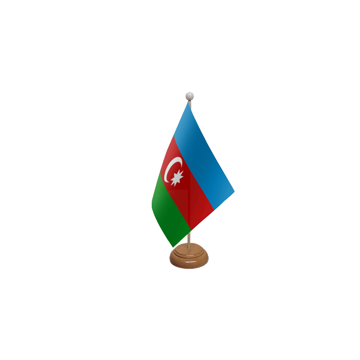 Azerbaijan Large Wooden Table Flag – 18x12in (45 x 30 cm)