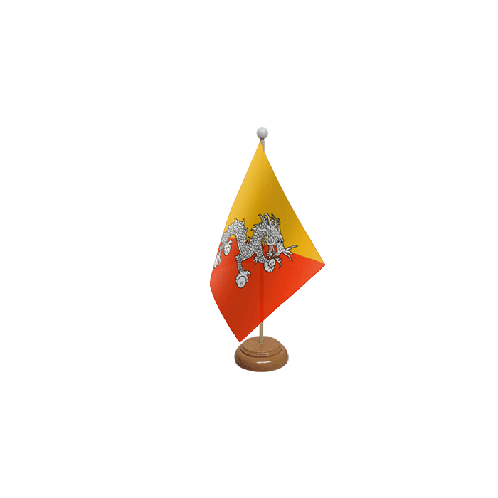 Bhutan Large Wooden Table Flag – 18x12in (45 x 30 cm)