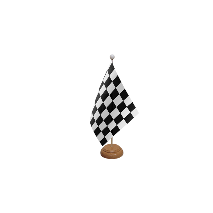 Black and White Check Large Wooden Table Flag – 18x12in (45 x 30 cm)