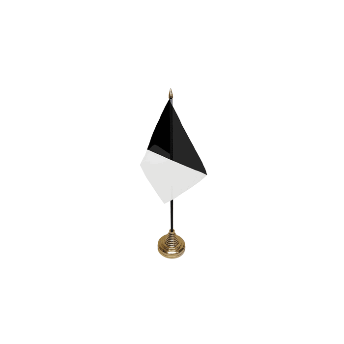 Black and White - Diagonally Divided Small Table Flag – 6x4in (15 x 10 cm)