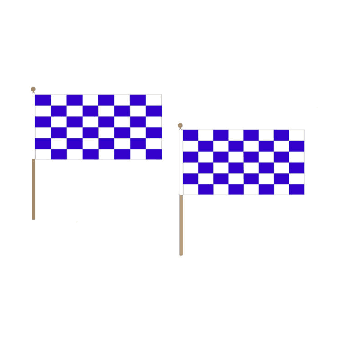Blue and White Check Extra Large Hand Flag – 27x18in (70 x 45 cm)