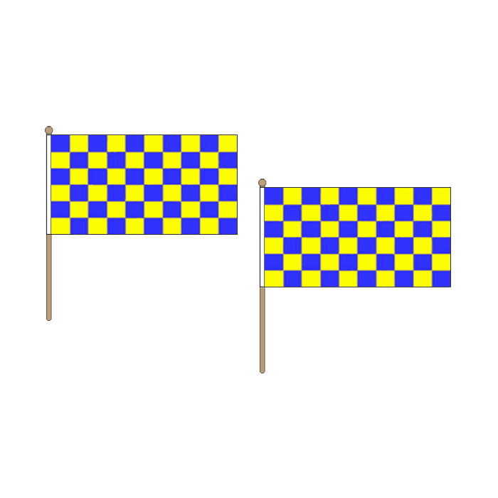 Blue and Yellow Check Extra Large Hand Flag – 27x18in (70 x 45 cm)