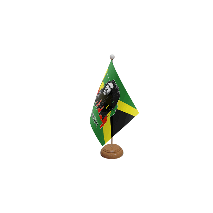 Bob Marley (Jamaica) Wooden Table Flag – 9x6in (22.5 x 15 cm)