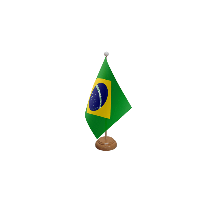 Brazil Large Wooden Table Flag – 18x12in (45 x 30 cm)