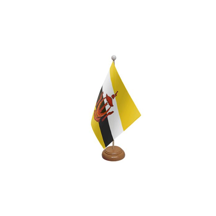 Brunei Large Wooden Table Flag – 18x12in (45 x 30 cm)