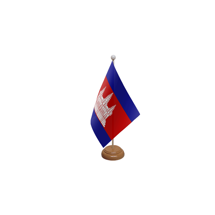 Cambodia Large Wooden Table Flag – 18x12in (45 x 30 cm)