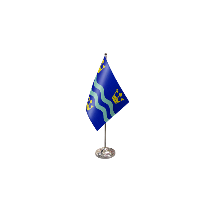 Cambridgeshire Blue Satin Table Flag – 9x6in (22.5 x 15 cm)