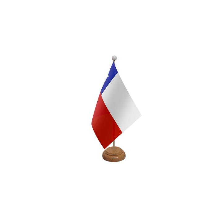 Chile Large Wooden Table Flag – 18x12in (45 x 30 cm)