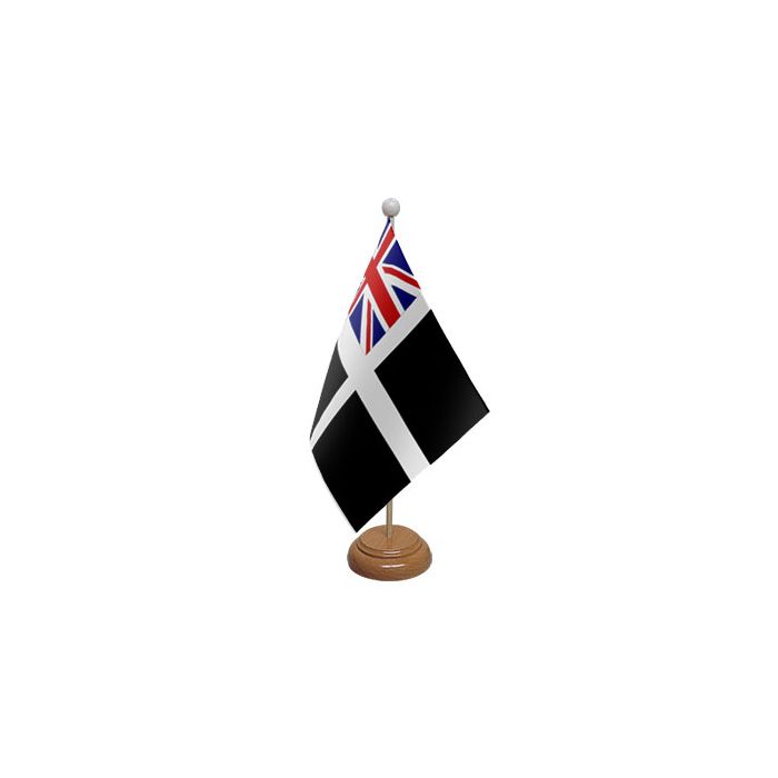 Cornwall Ensign Wooden Table Flag – 9x6in (22.5 x 15 cm)