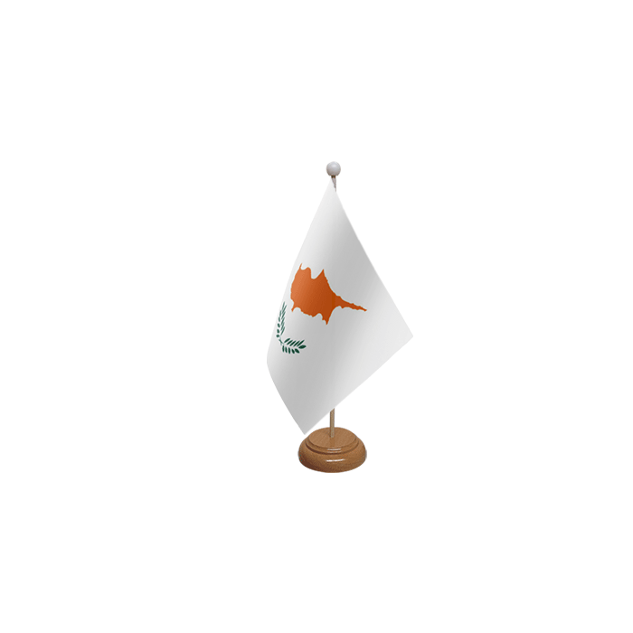 Cyprus Large Wooden Table Flag – 18x12in (45 x 30 cm)