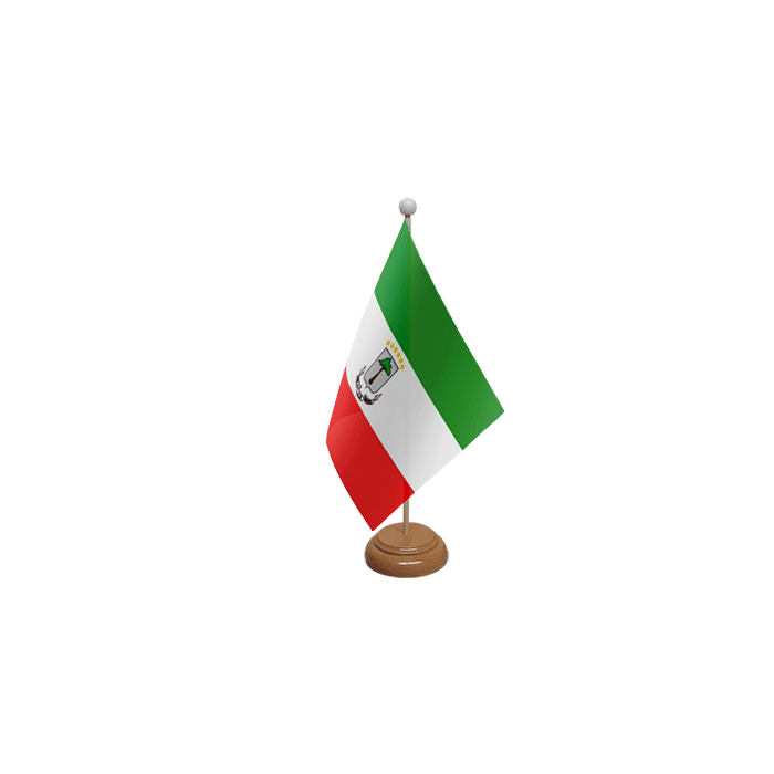 Equatorial Guinea Large Wooden Table Flag – 18x12in (45 x 30 cm)