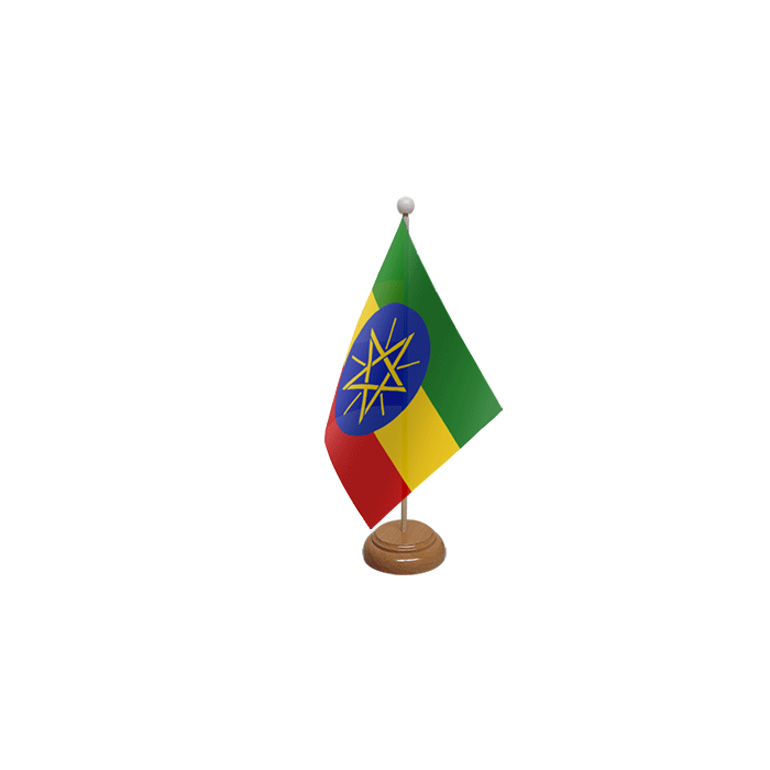 Ethiopia (with Star) Wooden Table Flag – 9x6in (22.5 x 15 cm)