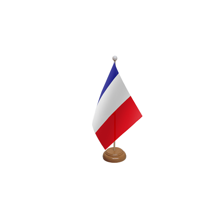 France Large Wooden Table Flag – 18x12in (45 x 30 cm)