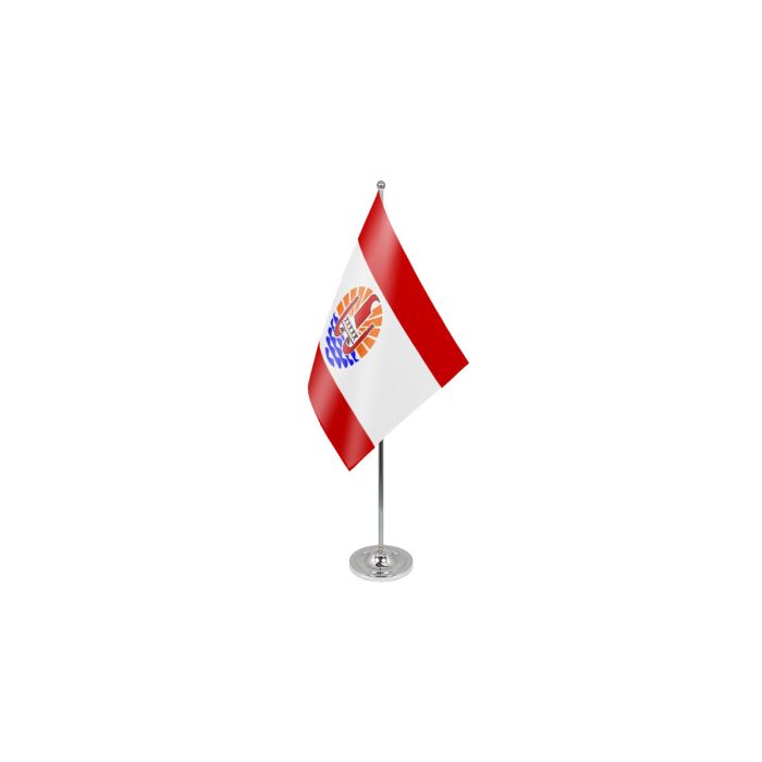 French Polynesia Large Wooden Table Flag – 18x12in (45 x 30 cm)
