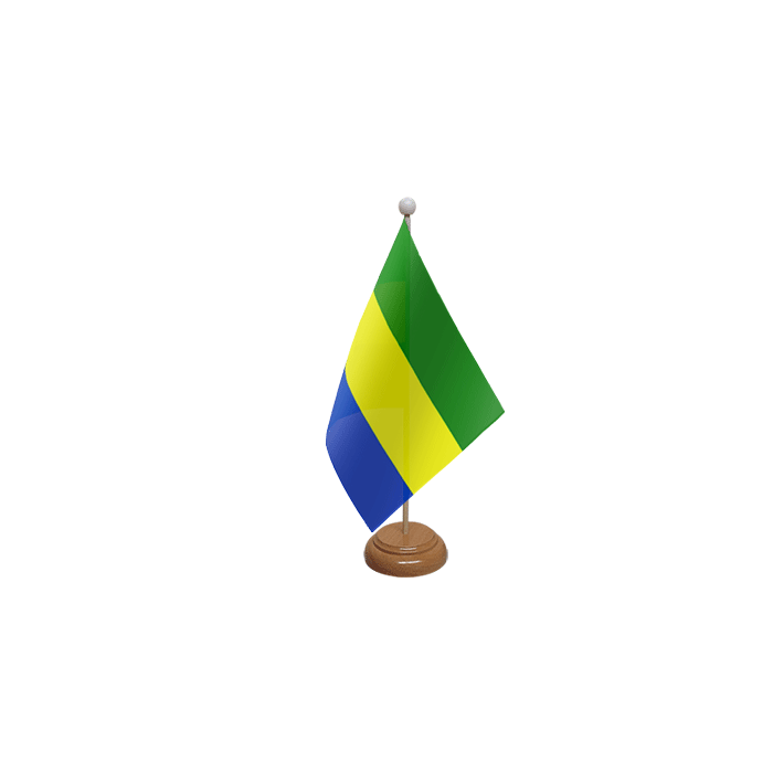 Gabon Large Wooden Table Flag – 18x12in (45 x 30 cm)