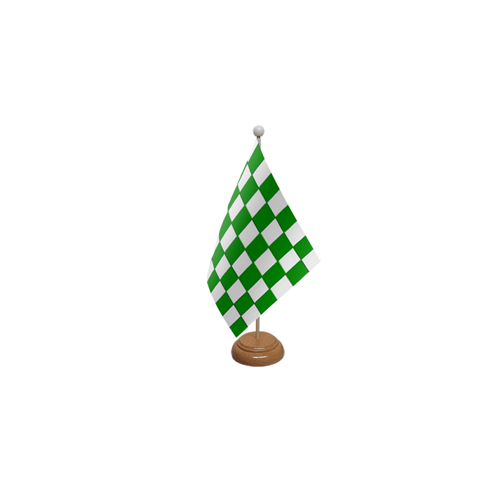 Green and White Check Large Wooden Table Flag – 18x12in (45 x 30 cm)