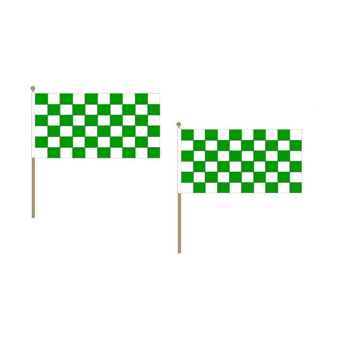 Green and White Check Extra Large Hand Flag – 27x18in (70 x 45 cm)