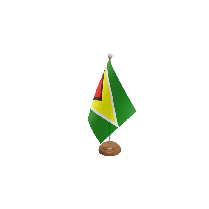 Guyana Large Wooden Table Flag – 18x12in (45 x 30 cm)
