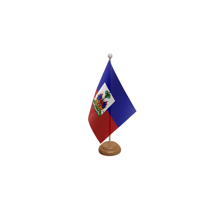 Haiti Crest Large Wooden Table Flag – 18x12in (45 x 30 cm)