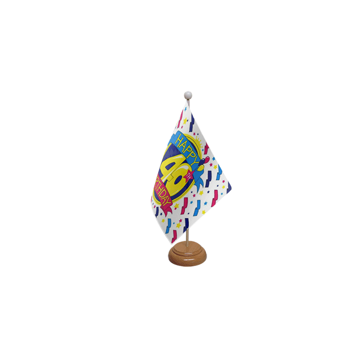 Happy 40th Birthday Wooden Table Flag – 9x6in (22.5 x 15 cm)
