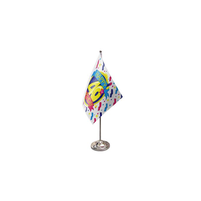 Happy 40th Birthday Satin Table Flag – 9x6in (22.5 x 15 cm)