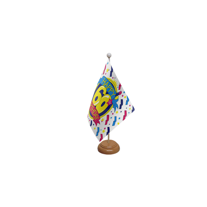 Happy 60th Birthday Wooden Table Flag – 9x6in (22.5 x 15 cm)