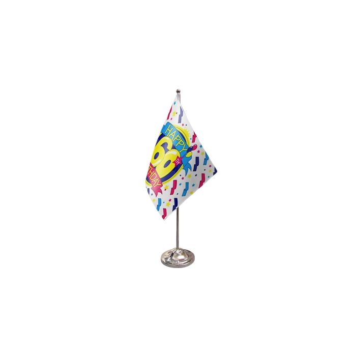 Happy 60th Birthday Satin Table Flag – 9x6in (22.5 x 15 cm)