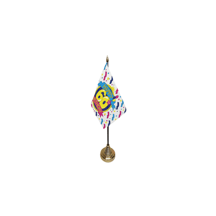 Happy 60th Birthday Table Flag – 6x4in (15 x 10 cm)