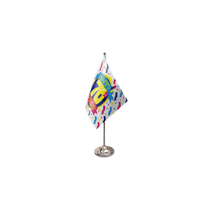 Happy 70th Birthday Satin Table Flag – 9x6in (22.5 x 15 cm)