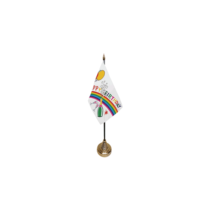 Happy Birthday Bottle Table Flag – 6x4in (15 x 10 cm)