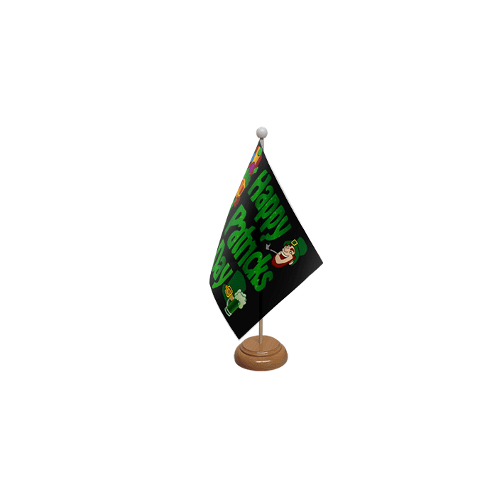 Happy St Patricks Day (black) Hand Flags – 9x6in (22.5 x 15 cm)