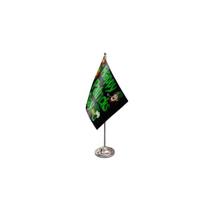 Happy St Patricks Day (Black) Satin Table Flag – 9x6in (22.5 x 15 cm)