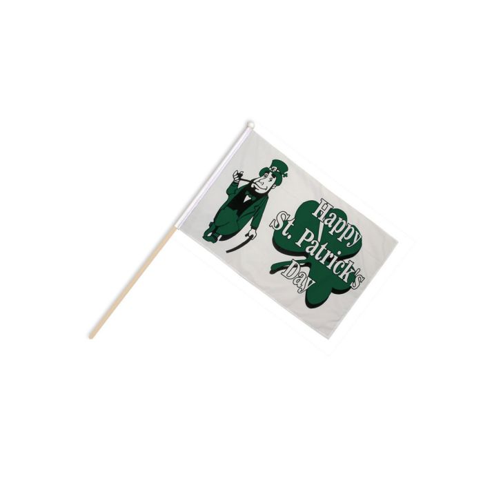 Happy St Patricks Day (White) Hand Flags