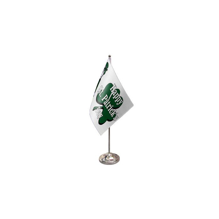 Happy St Patricks Day (White) Satin Table Flag – 9x6in (22.5 x 15 cm)
