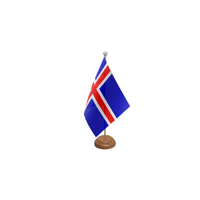 Iceland Large Wooden Table Flag – 18x12in (45 x 30 cm)